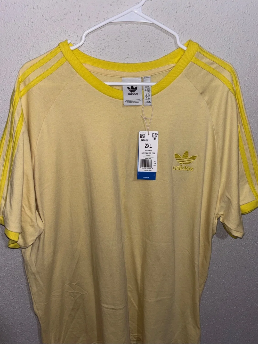adidas Pale Yellow Tee with Bright Yellow Trim
